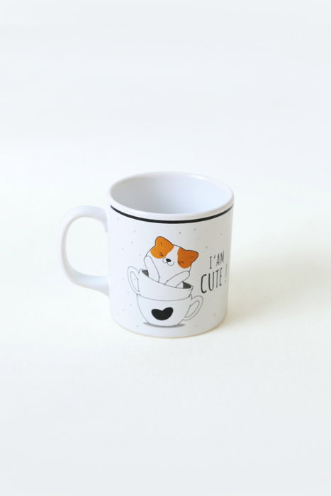 Hermia Taza de Gres Cerámico 345 ml Blanco, Negro y Naranja